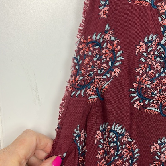 Earthbound Trading Co Womens Dress M Burgundy/Blue Maxi Paisley Print Cottage - Picture 5 of 14